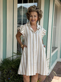 UNSCRIPTED RUFFLE LINEN DRESS