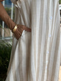 UNSCRIPTED RUFFLE LINEN DRESS