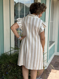 UNSCRIPTED RUFFLE LINEN DRESS