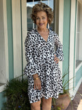 POINT OF RADIANCE 3/4 SLEEVE LEOPARD DRESS