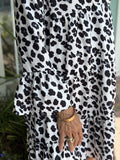 POINT OF RADIANCE 3/4 SLEEVE LEOPARD DRESS