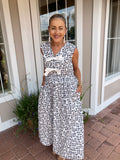 READY TO GO BOW ACCENT FLORAL DRESS