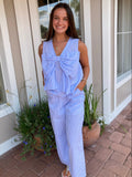 TIMELESS SEERSUCKER STRIPED BOW 2 PIECE SET