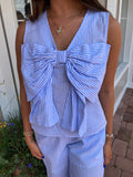 TIMELESS SEERSUCKER STRIPED BOW 2 PIECE SET