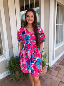 SUNNY DAYS FLORAL BABYDOLL DRESS