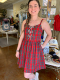 OUT OF REACH PLAID CAMI DRESS