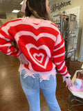 BEATING HEARTS DISTRESSED SWEATER