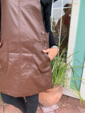 SPICY TAKE LEATHER OVERALL DRESS