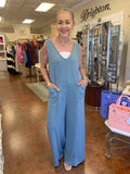 AH OUI FRENCH TERRY V-NECK JUMPSUIT