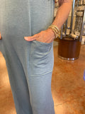 AH OUI FRENCH TERRY V-NECK JUMPSUIT