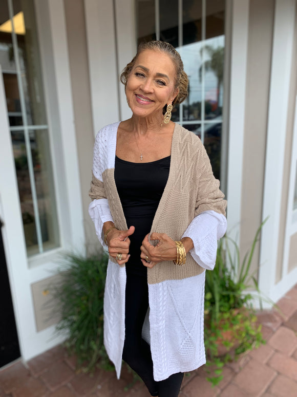 FLIRTING WITH FALL COLOR BLOCK CARDIGAN