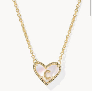 KENDRA SCOTT HEART LETTER GOLD IVORY MOTHER OF PEARL