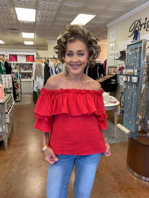 CASCADE RUFFLE O/S TOP