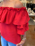 CASCADE RUFFLE O/S TOP