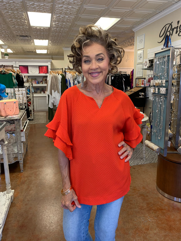 STAND TALL SPLIT NECK BLOUSE