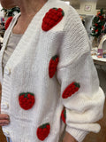 STRAWBERRIES UPON STRAWBERRIES KNITTED 3D CARDI