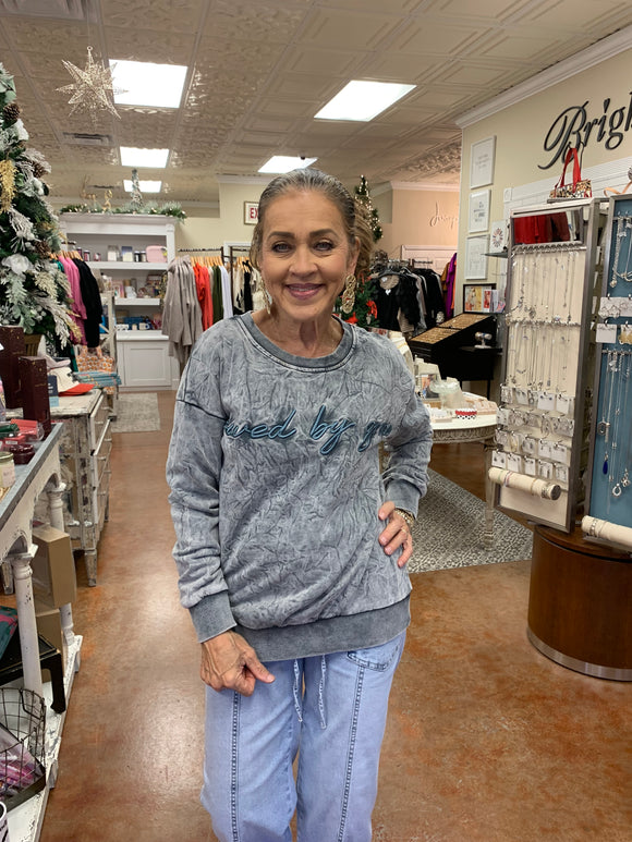 SAVED BY GRACE MINERAL WASHED SWEATSHIRT