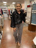 NIGHT OUT SEQUIN LONG SLEEVE BUTTON DOWN TOP