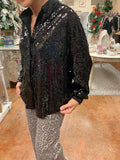 NIGHT OUT SEQUIN LONG SLEEVE BUTTON DOWN TOP