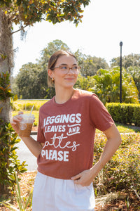 LEGGINGS, LEAVES AND LATTES TEE