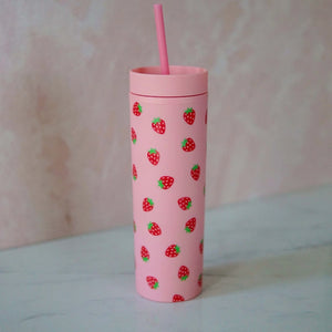 STRAWBERRY MATTE 16 OZ PINK TUMBLER