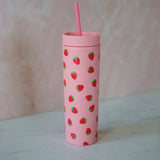 STRAWBERRY MATTE 16 OZ PINK TUMBLER