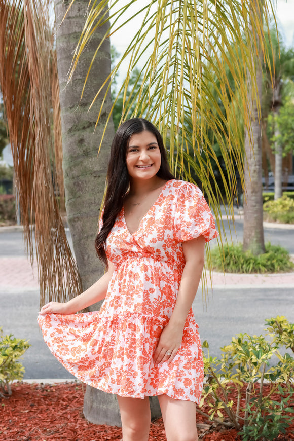 GOLDEN HOUR FLORAL MINI DRESS