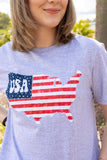 USA OUTLINE STITCH TEE