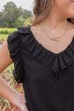 INSIDE OUT RUFFLE V-NECK TOP