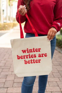 WINTER BERRIES ARE BETTER CANVAS TOTE