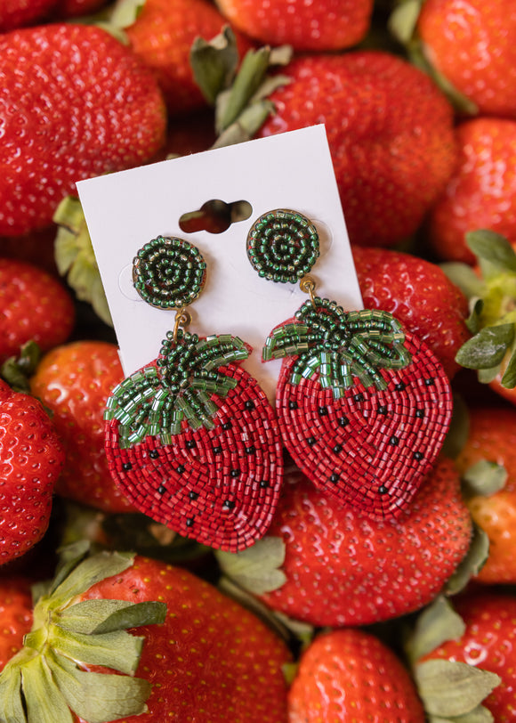 seed bead strawberry BERRY SWEET SEED BEAD EARRING – RAOK boutique