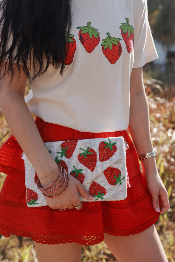 LUSCIOUS BERRY BEADED CLUTCH