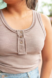 YESTERYEAR BUTTON UP RIBBED TANK