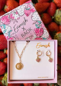 GLITZY BERRY EARRING + NECKLACE SET