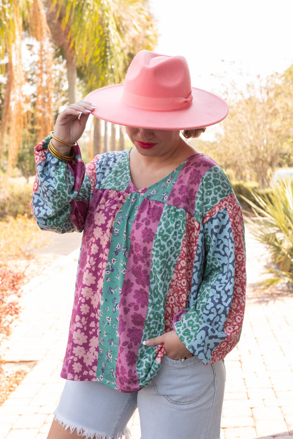 THE THRILL OF IT MIXED PRINT TUNIC
