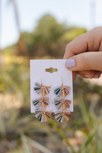 THE ADELE FAN CRYSTAL THREE DROP EARRING