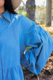 CAUSE AND EFFECT CHAMBRAY SHIRT DRESS