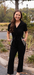 SO INFLUENCED RHINESTONE POCKET JUMPSUIT