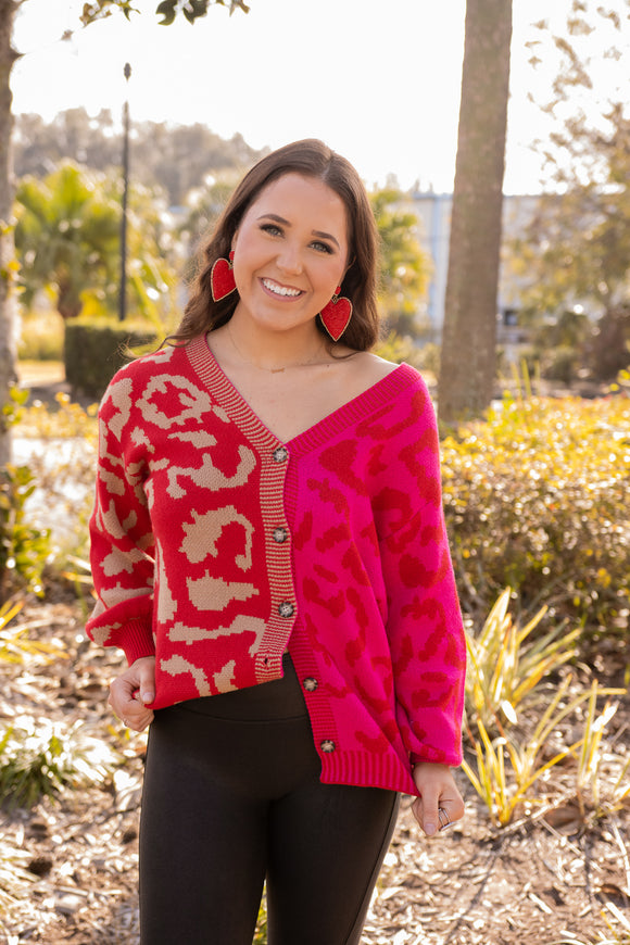 MORE RELAXATION LEOPARD CONTRAST CARDI