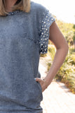 PEARL KIND OF GIRL DENIM MINI DRESS