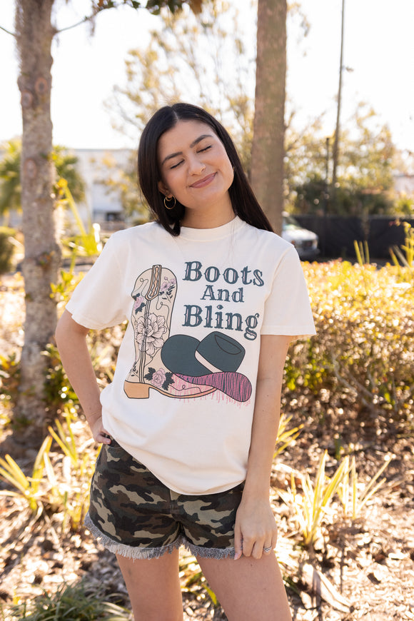 BOOTS AND BLING OVERSIZED GRAPHIC