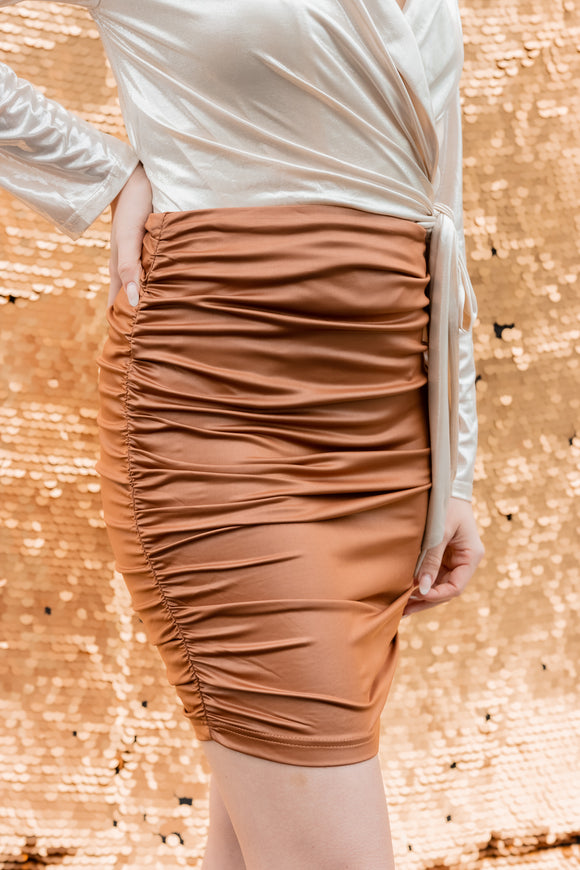 ALL IN FAUX LEATHER SKIRT