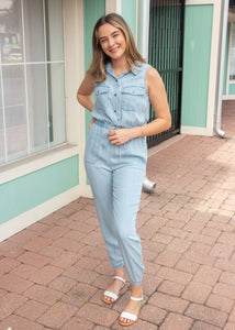 TALL TALE CHAMBRAY JUMPSUIT