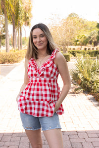 CORN DOG DATE PEPLUM TOP