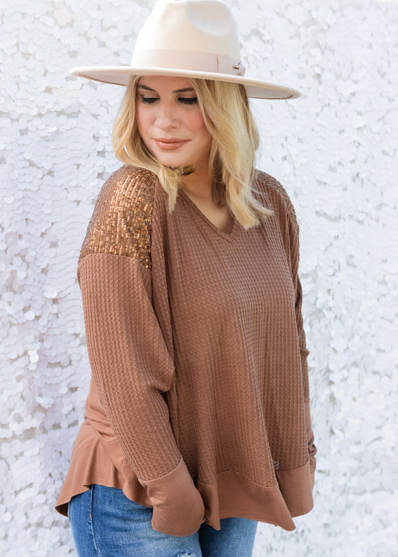 IN THE MOMENT WAFFLE KNIT DOLMAN